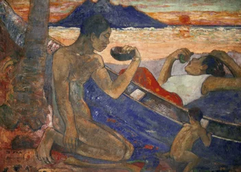 Una canoa (familia tahitiana), 1896